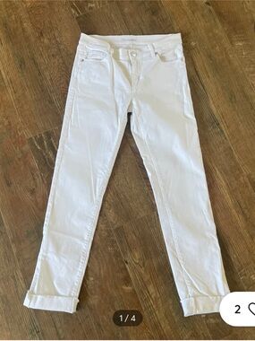 New LOFT cotton stretchy White skinny curvy jeans 2/3 length